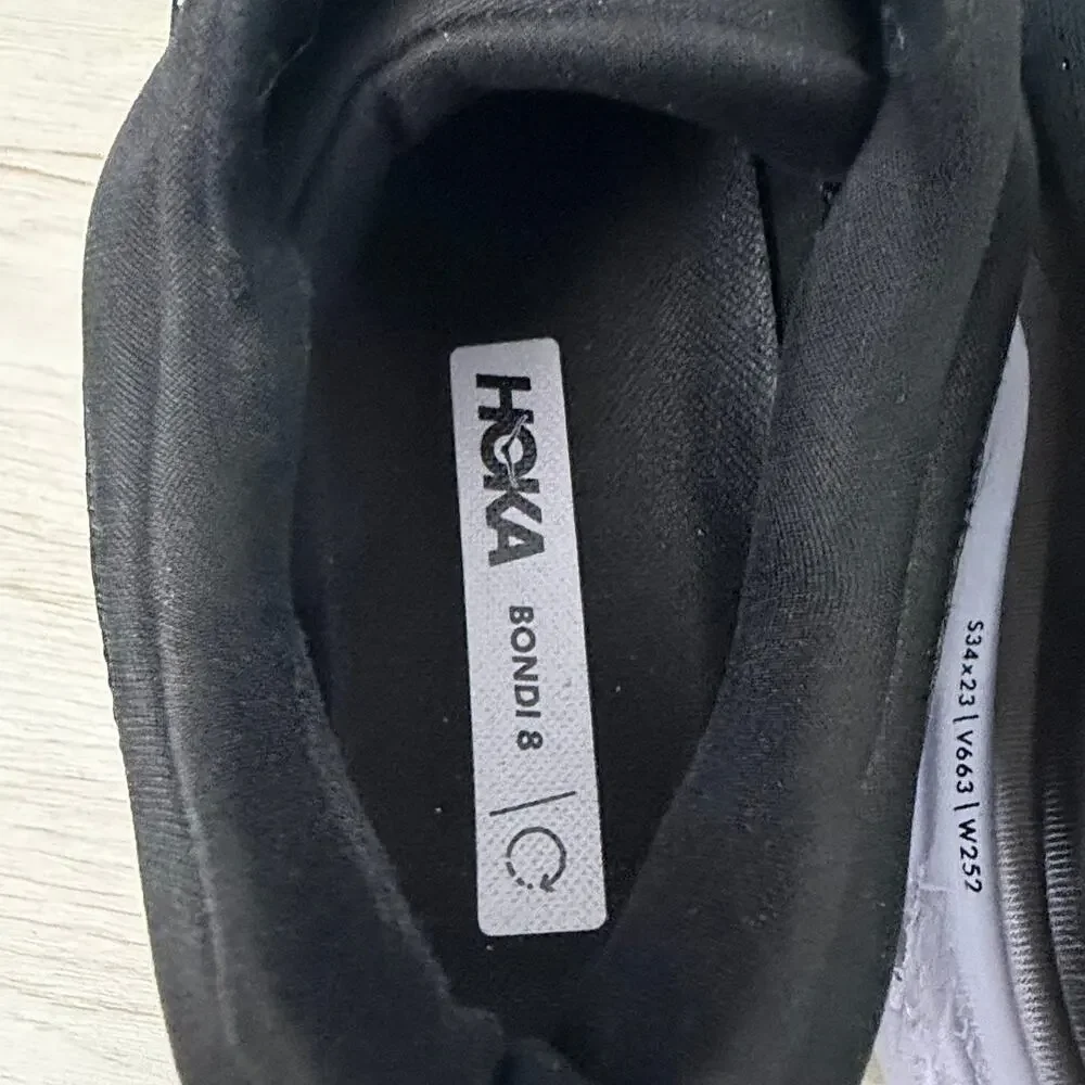 Hoka One One Bondi 8 Shoes Women’s Size 11 D Wide Running Black White